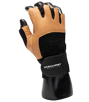 Перчатки для фитнеса с фиксатором мужские кожа коричневые Q11  NMC-1020